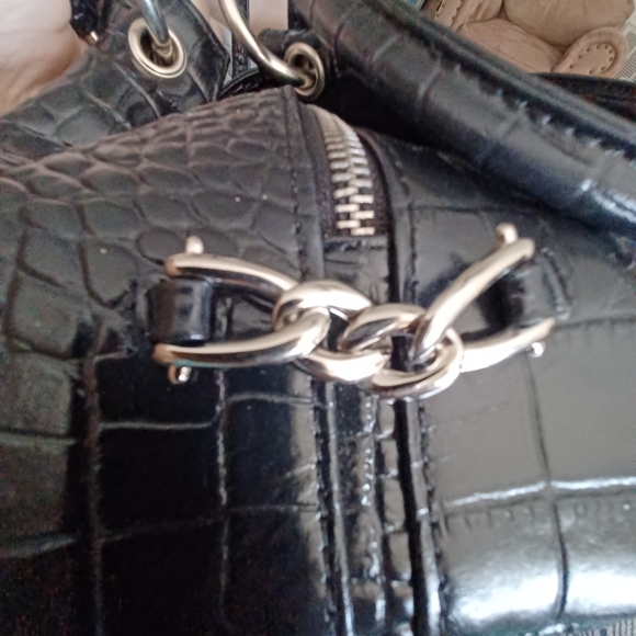 Isabella Adams Black Crocodile Ge urine Leather Shoulder Handbag - Picture 8 of 9